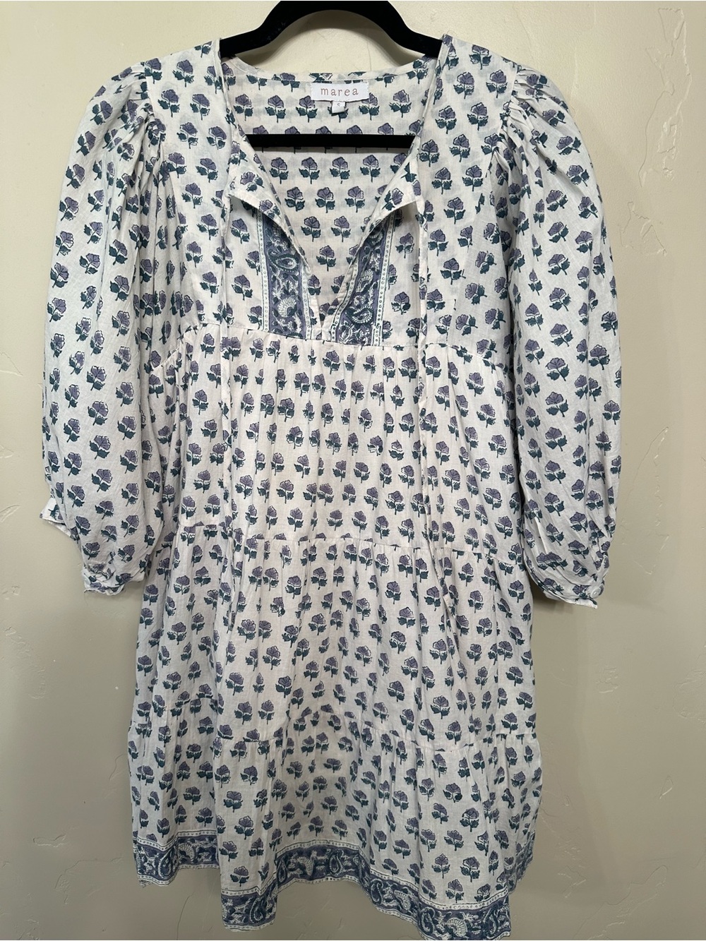 Marea White & Blue Floral Mini Dress